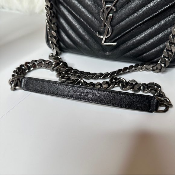 Yves Saint Laurent College Medium Matelasse Lambskin V-Flap Crossbody - Picture 6 of 14